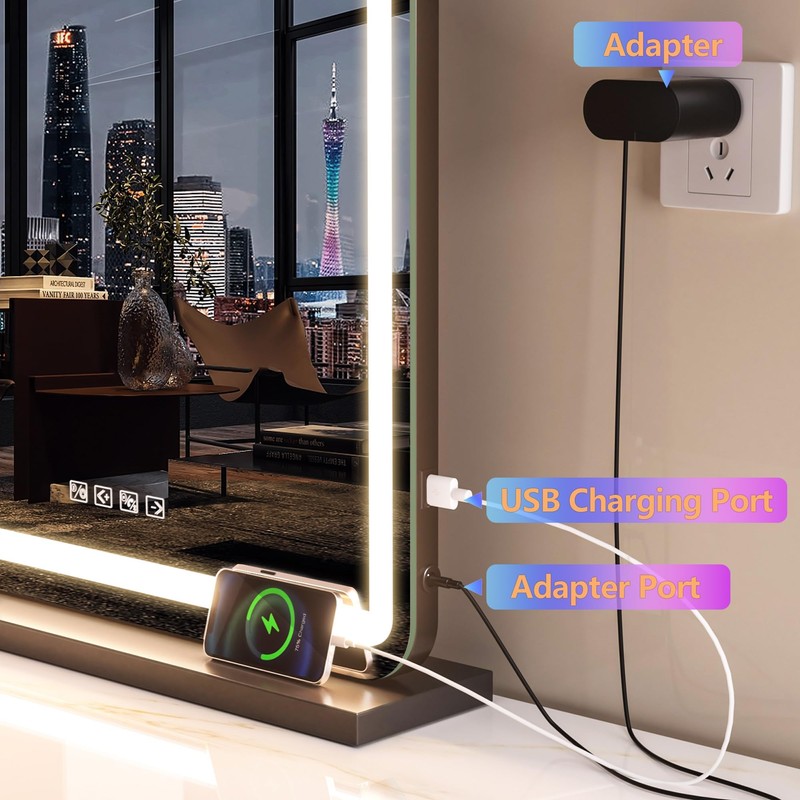 Hasipu Vanity Mirror with Lights and Bluetooth Speaker, 32" x