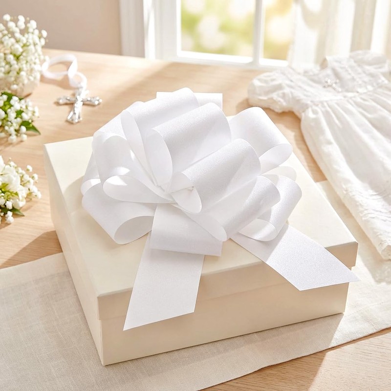 1PC White Large Waterproof Pull Bow for Gift Wrapping, 14