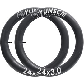 YUNSCM 2-PCS 24x3.0 Fat Tire Tubes 24 x 2.5/3.0 AV32mm Compatible with 24x2.50 24 x 2.6 24 x 2.8 24 x 3.0 Bike Tire Tubes Schrader Valve