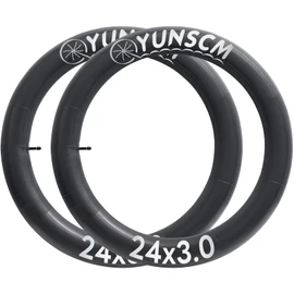 YUNSCM 2-PCS 24x3.0 Fat Tire Tubes 24 x 2.5/3.0 AV32mm Compatible with 24x2.50 24 x 2.6 24 x 2.8 24 x 3.0 Bike Tire Tubes Schrader Valve