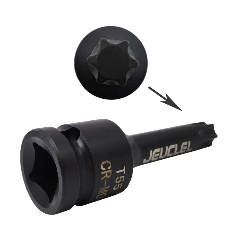 JEUCLEL T55 Torx Star 6 Point Impact Bit Socket, T55