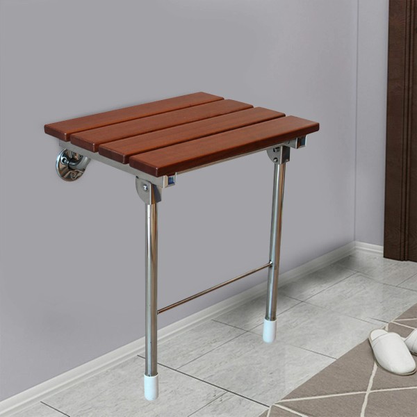Unbranded 14.9"x12.2" Folding Shower Seat - Wall Mounted Solid Wood