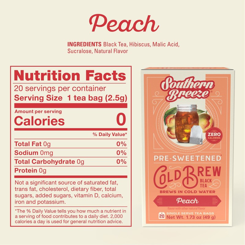 Southern Breeze Cold Brew Sweet Tea Peach Iced Tea with