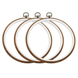 Waziaqoc 8 Inch Embroidery Hoop Frame Set, Round Circle Imitated Wood Display Frame, Cross Stitch Hoops for Art Craft Sewing and Hanging (3 Pcs)