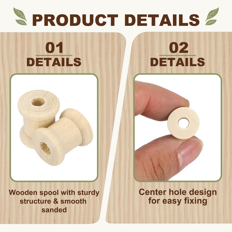 sourcing map 1cmx1.4cm Small Empty Thread Spools Natural Color 26Pcs