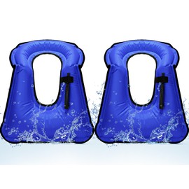 Deekin 2 Pcs Inflatable Snorkel Vest Adults Snorkeling Jackets Portable Jackets Swim Adjustable Safety Vest for Snorkeling Swimming Diving Surfing(Dark Blue)