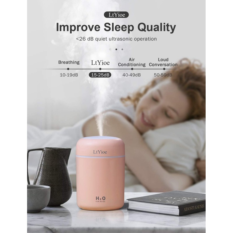 LtYioe Colorful Cool Mini Humidifier, USB Personal Desktop Humidifier for
