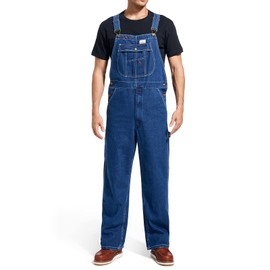 HISEA Men's Denim Bib Overall, Mens Relaxed Fit Overall Midweight Workwear with Adjustable Straps and Convenient Tool Pockets