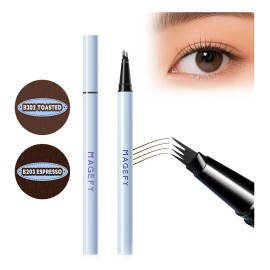 2Pzs Lapiz Para Cejas De Delineador Ceja Para Maquillaje Cosméticos Hipoalergénicos Impermeable Multifuncional De Adecuado Para Dibujar Barbas Y Líneas De Cabello Color Mocha Brown, Cocoa Brown Magefy