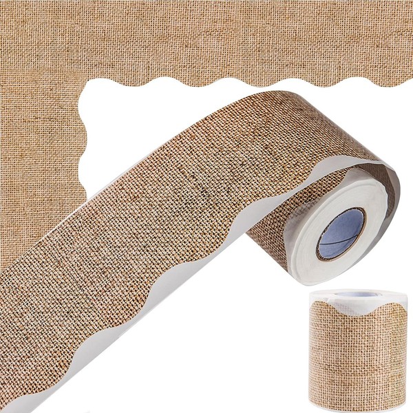 JALCH Rustic Burlap Bulletin Board Border - Scalloped Trim for
