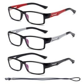 Hubeye 3 Pack TR90 Frames Fashion Patchwork Color Reading Glasses for Women Men Lightweight Blue Light Blocking Computer Readers 3.00