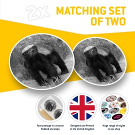Awesome Vinyl Stickers (Set of 2) 7.5cm (bw) - Wildlife Animal Honey Badger Fun Decals for Laptops,Tablets,Luggage,Scrap Booking,Fridges #37024