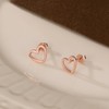 Reffeer Solid 925 Sterling Silver Open Heart Earrings Stud for