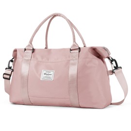 Pink Gym Bag with Wet Pocket, Foldable Travel Duffle Bag Carry On Weekender Bags for Women, Waterproof Overnight Bag for Travel, Gym, Yoga