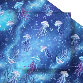 Liobelon Jellyfish Wrapping Paper Roll, 17 In x 16.4 Ft - Mini Roll - Watercolor Underwater Ocean Gift Wrap Paper for Under The Sea Party, Ocean Animal Theme Birthday, Mermaid Party Decor