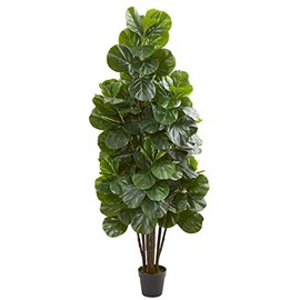 Nearly Natural 6ft. Fiddle Leaf Fig Artificial Silk Trees, Green