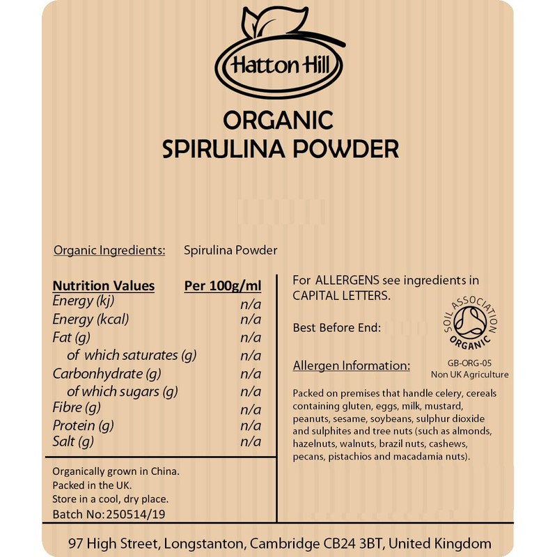 Organic Spirulina Powder 500g by Hatton Hill Organic