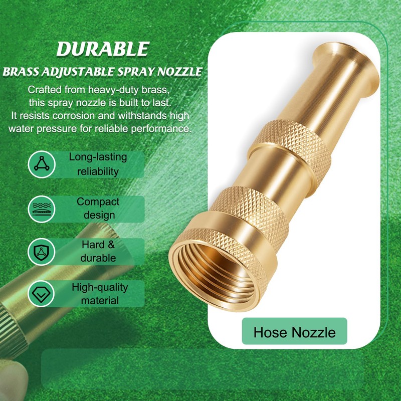Brass Adjustable Spray Nozzle with Powerful Water Stream for Garden