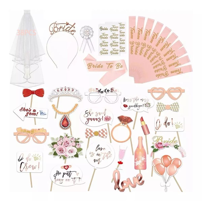 KT 38pc Despedida Soltera Liston Banda Bride Diadema Accesorios