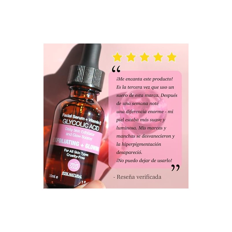 PURIFECT SUERO FACIAL EXFOLIANTE ILUMINADOR ACIDO GLICOLICO 95% NATURAL 30ML/1OZ