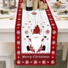Christmas Table Runner Merry Christmas Happy Gnome on Retro Wooden