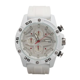 Waterproof Chronograph Watch Fashion Casual Mechanical Silicone Calendar Business Watch for Men White