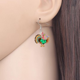 TIZURO Thanksgiving Acrylic Cute Pop Rock Turkey Earrings Fun Chicken Animals Dangle Novelty Jewelry For Women Gifts (Green)