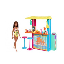 FashionFritz & Little Bitz Dark Hair & Skin 12" Fashion Doll & Beach Shack Playset Bundle - Bundle Includes one 12" Beach Doll & one Beach Shack playset