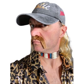 Rubber Johnnies EXOTIC BASEBALL CAP with blond hair attached, Tiger Man, Big Cat, Dress Up, Blond, Handle Bar Moustache, Park, TV, Movie Star