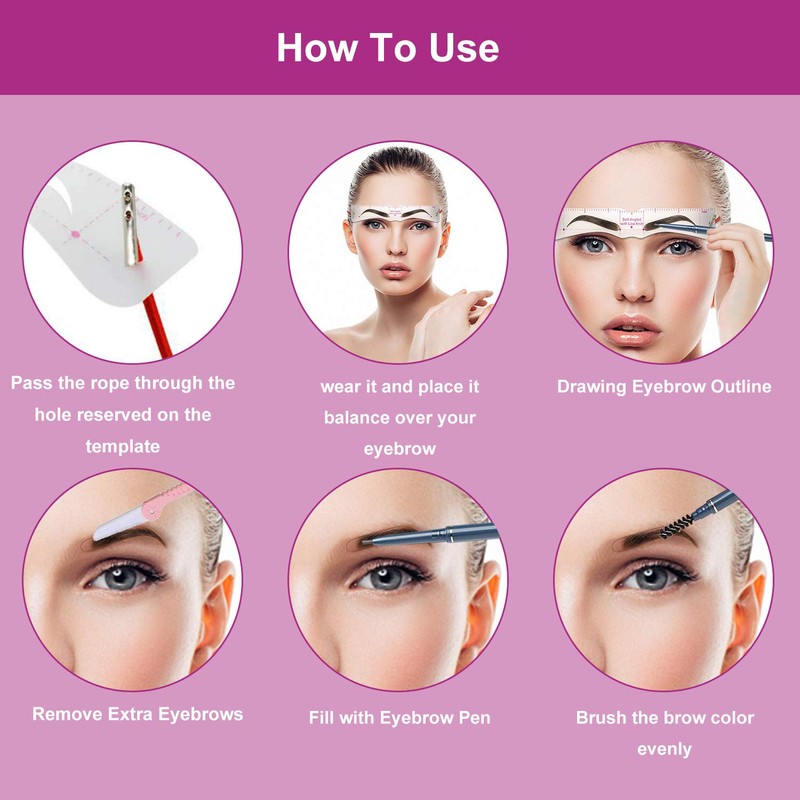 HENGBIRD 4D Eyebrow Stencil for Beginners, 12 Styles Eyebrow Stencils