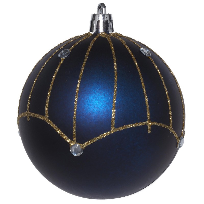 Navy Blue Christmas Baubles Tree Xmas Decorations - Large 8cm