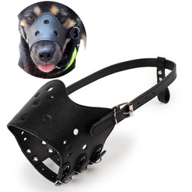 PETCUTE Leather Dog Muzzle Anti-barking Dog Muzzle for Large Medium Small Dog