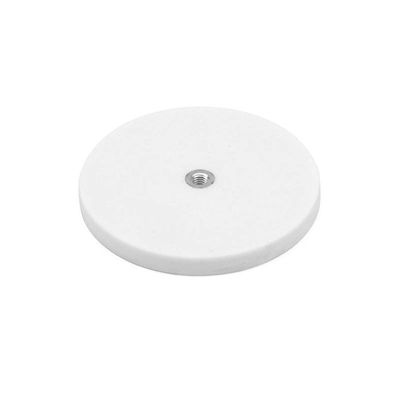 White Rubber Coated POS Magnets Countersunk with M6 Boss Thread