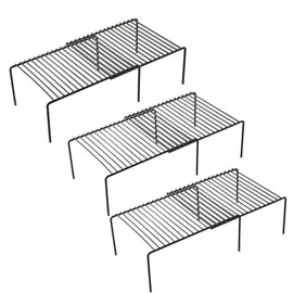bangminda Kitchen Cabinet Expandable Shelf Organizers Set of 3, 6- Piece Adjustable Wire Shelf Rack Metal Wire Pantry Storage Shelves for Cupboard, Counter, Freezer, Countertop