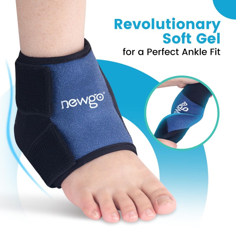 NEWGO Ankle Ice Pack Wrap for Swelling, Flexible Gel Ice
