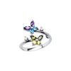 Silver-Tone Toe Ring Butterfly CZ