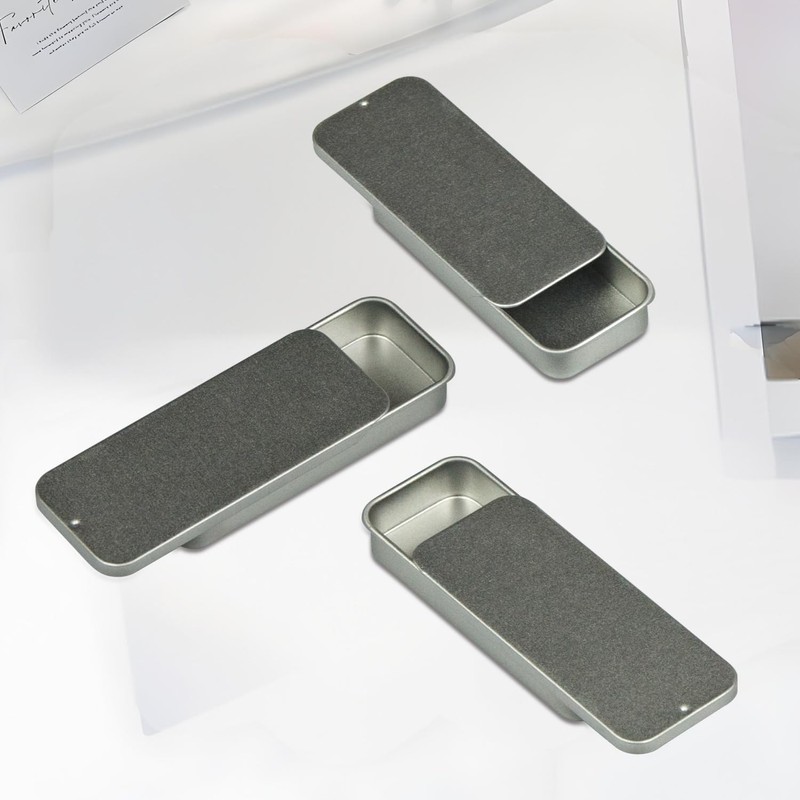 3 Pcs Mini Metal Tin Box Containers, Small Rectangular Empty