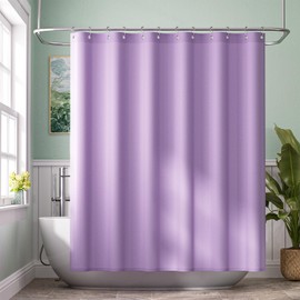 Amazer Lavender Purple Shower Liner Cloth Waterproof, Soft Shower Curtain Liner Fabric with Weighted Stones, Washable Shower Curtain and Liner 2-in-1, 120G Heavy Duty, 12 Grommet Holes, 72 x 72 Inches
