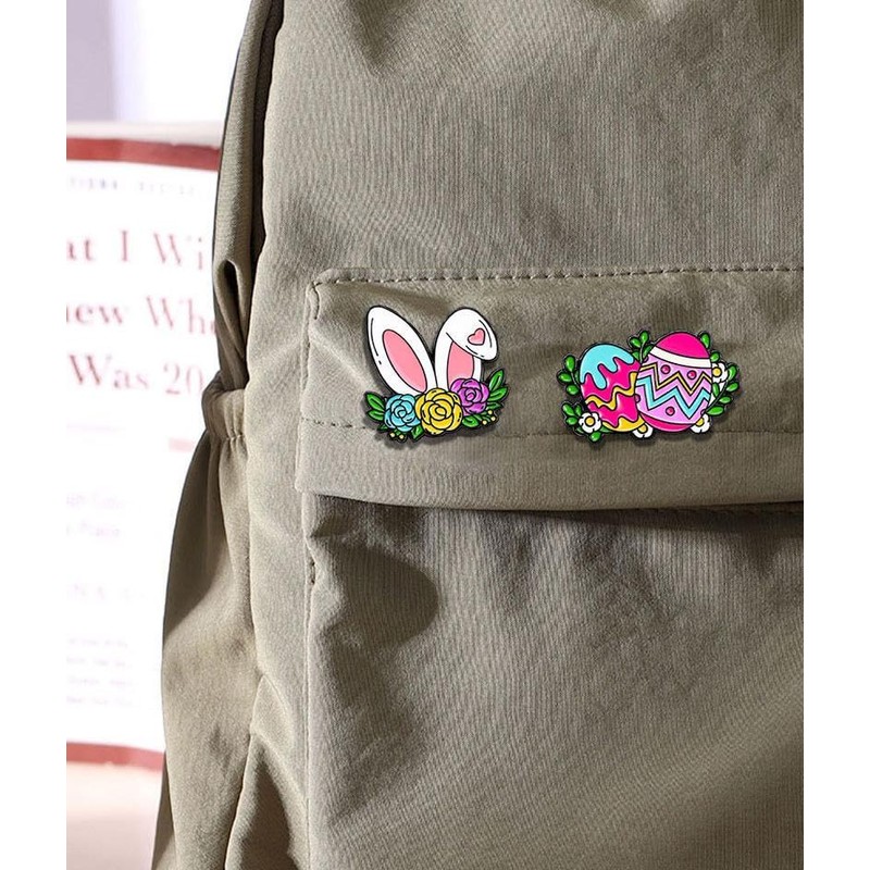 2PCS Cute Easter Rabbit Brooch Pin Set Happy Easter Bunny