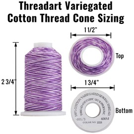 Threadart Multicolor 100% Cotton Thread | Variegated Colors for Quilting, Sewing, and Embroidery | Baby Soft | 40/3wt - 600M (660 Yards) Cones | Long Staple Low Lint Color 2660
