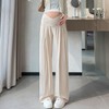 Momkong Summer Maternity Office Pants for Pregnant Women Beige Black/3XL
