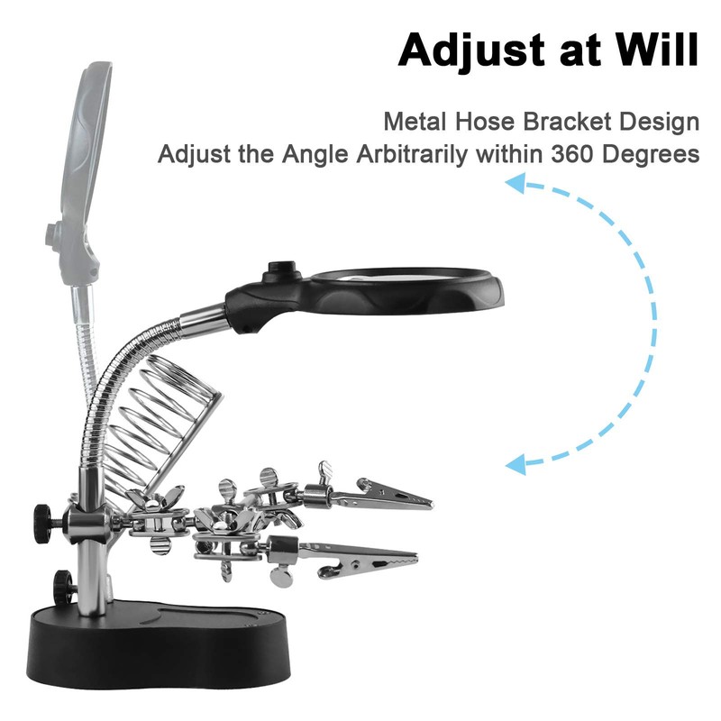 Vludiss Helping Hands Magnifying Glass Soldering Station, LED Lighted 3.5X