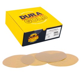 Dura-Gold Premium 500 Grit 6" Gold Sandpaper Discs, No Hole Pattern Dustless, Box of 50, Hook & Loop Backing for DA Sander, Finishing Coarse Sanding Abrasive Automotive Paint, Woodworking Wood, Metal
