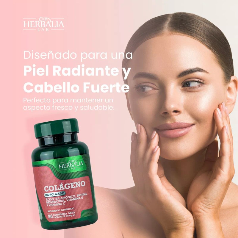Herbalia Lab Colágeno Hidrolizado Y Ácido Hialurónico 90 Capsulas Sin