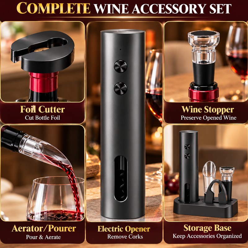Rechargeable Electric Wine Opener for Home & Entertaining – USB-C