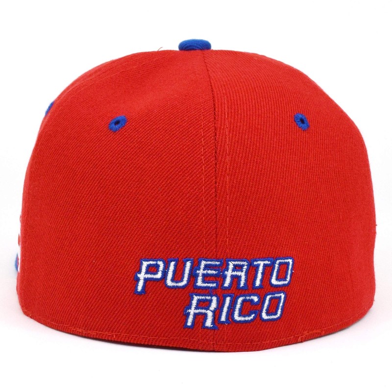 PR Fitted Two Tone Solid Caps Puerto Rico Flag Embroidered