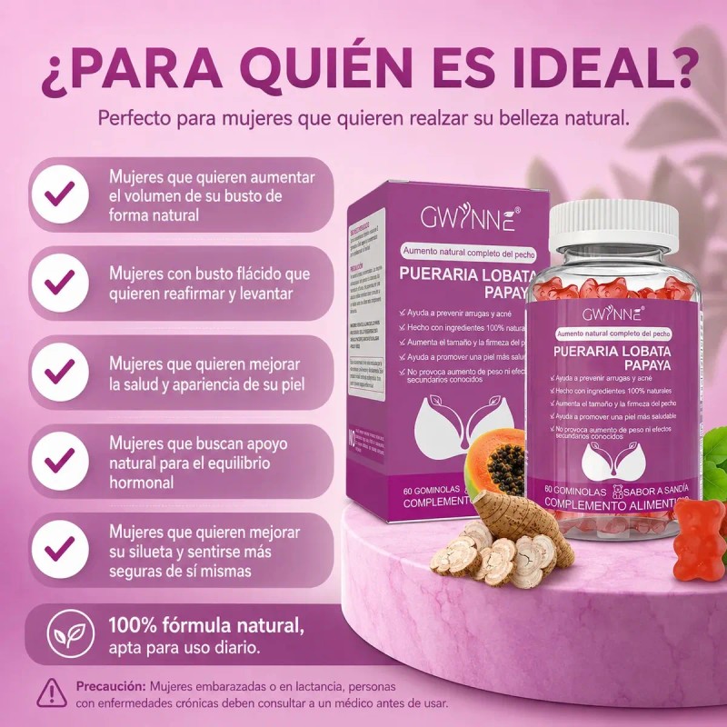 Gwynne Puro Natural Aumento Mamas Lifting Glúteos Pueraria Mirifica 1000mg