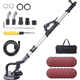 Drywall Sander, 750W Electric Drywall Sander with Vacuum Dust Collection, 7 Variable Speed, 6.5A & 900-1800 RPM with LED Light, with14 Pcs Sanding Discs and Extendable Handle