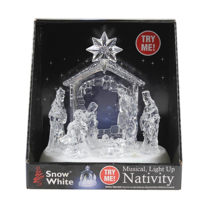 PMS LIGHT UP SINGING ACRYLIC NATIVITY IN COLOUR TRY ME