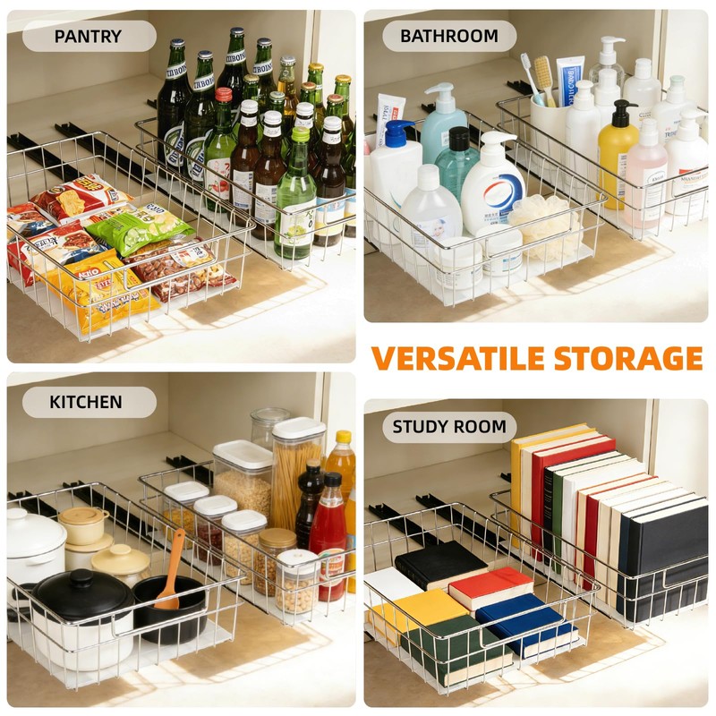 YUBAMIN Pull Out Cabinet Organizer, 1 Pack Stainless Steel Pull